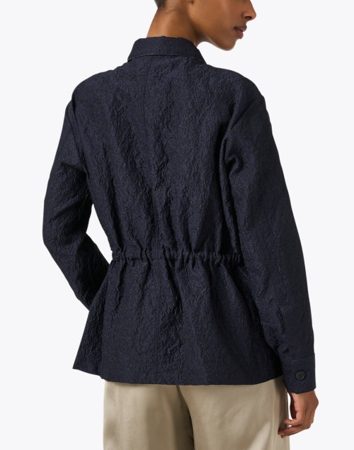 Navy Blue Textured Jacquard Men's/ Women's Jacket for Everyday Wear