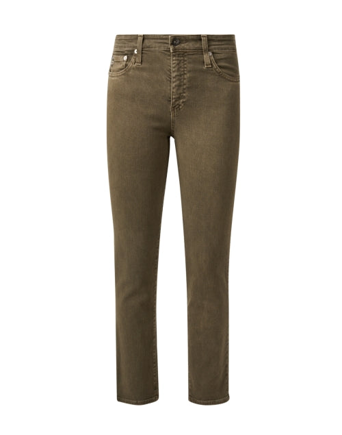 Mari High-Rise Lightweight Super Stretch Green Straight Leg Cropped Jeans