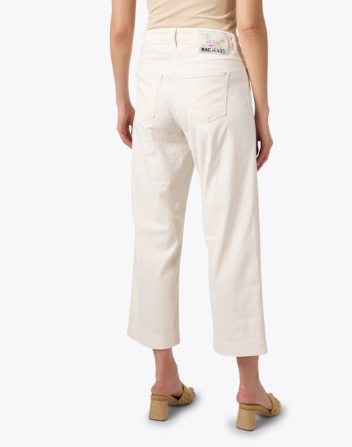 Dreamy Ivory Stretch Cotton Wide-Leg Mid-Rise Jeans
