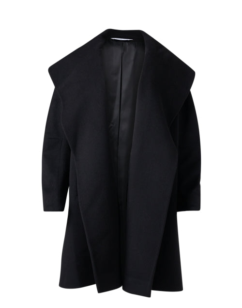 Elegant Simone Black Overcoat Crafted from Premium Wool