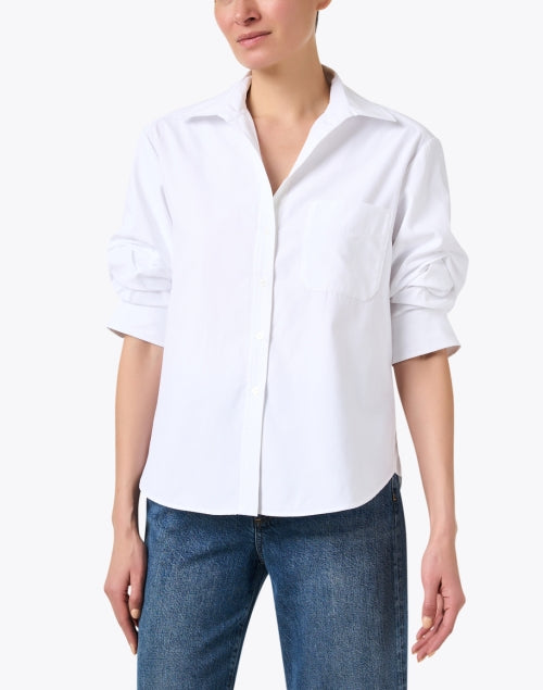Pia Women's White Cotton Blend Casual Shirt