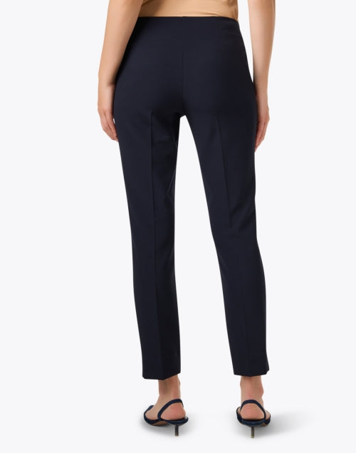 Navy Premium Stretch Crepe Front-Zip Ankle Pants by Estelle and Finn