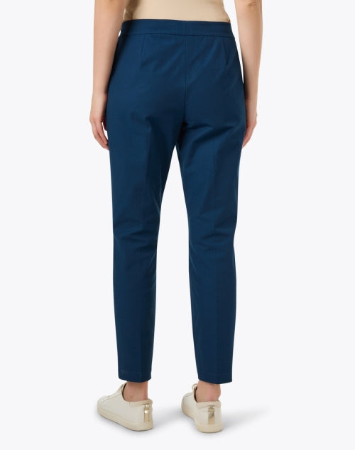 Stylish Men's Manhattan Blue Cotton Stretch Blend Ankle-Length Tailored Pants
