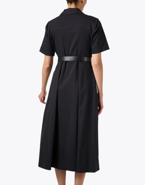 Stylish Lilah Women's Black Belted Cotton Blend Shirt Dress