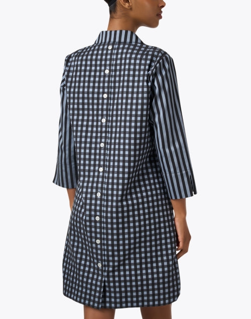 Stylish Aileen Black-and-Grey Striped Cotton Shirt Dress for Off - Duty Wear