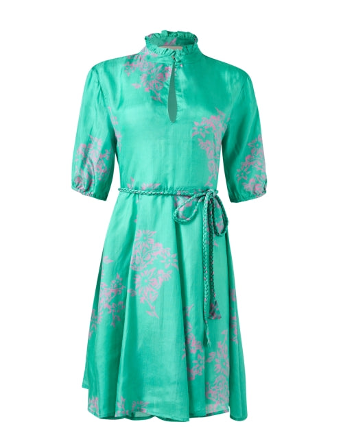 Gaia Green Colorful Printed Silk Women's Dress for Fashionable Outfits
