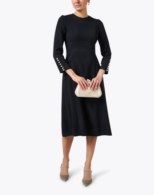 Vanessa Women's Elegant Black Stretch Crepe Evening Dress
