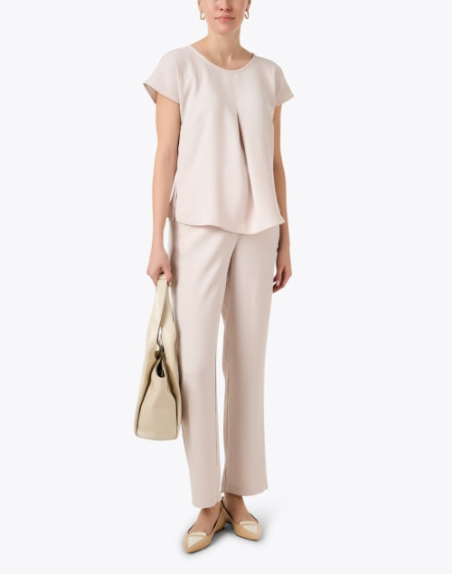 Stylish Beige Pleated Women's Weekend Top