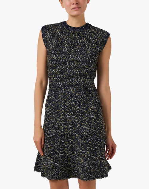 Fabiana Filippi's Multicolored Tweed Fit-and-Flare Women's Dress for Transitional Seasons