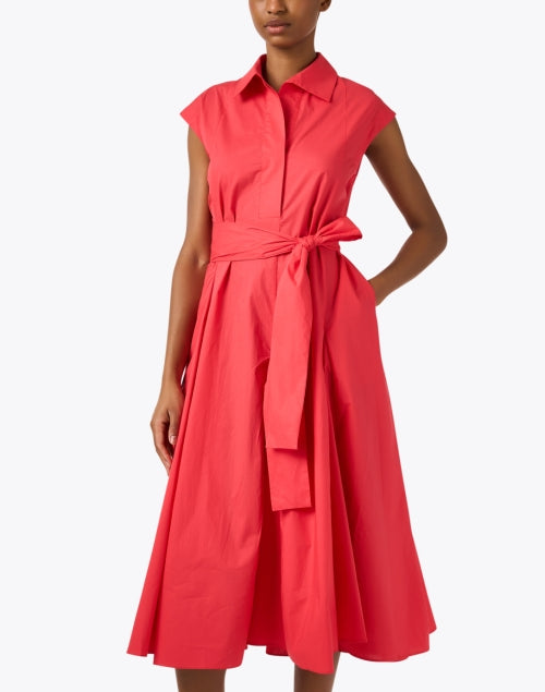 Stylish Coral Colored Shirt-Style Midi Dress for All Occasions