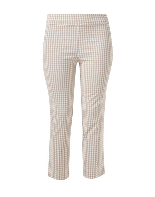 Beige Check Stretch Cropped Pull - On Brigitte Trousers