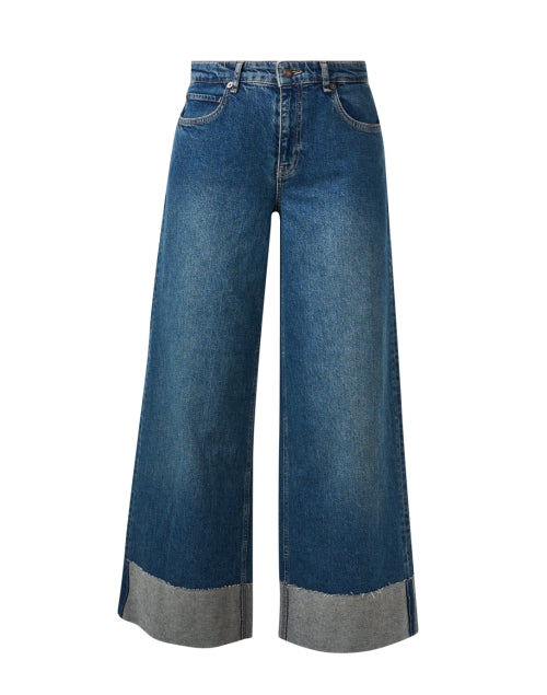 MAC Brand Nevada Blue Color Super Wide-Leg Palazzo Style Jeans for Fashion-Forward Wear