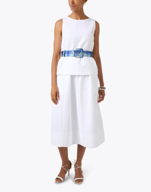 Stylish Oversized Blue Check Print Belt with Large Buckle