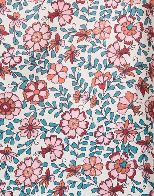Cheerful Pink and Blue Floral Printed Lightweight Cotton Top