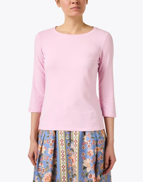 Multia Feminine Pink Cotton Blend Jersey Top for Weekend Wear