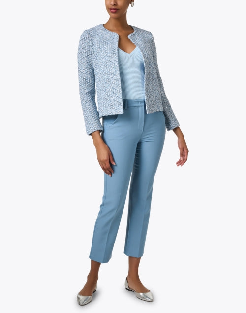 Stylish Textured Blue Onda Jacket with Subtle Metallic Threads