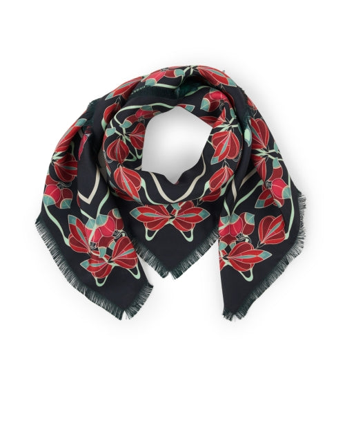 Reversible Black and Green Silk Fashion Scarf for Stylish Wear