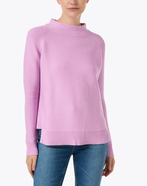 Soft Freesia Pink Cotton Sweater with Garter Stitch Design