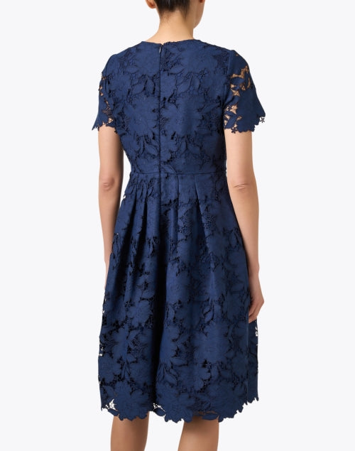 Stylish Navy Cotton Lace Fit-and-Flare Dress for New Season