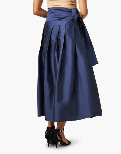 Navy Blue Lustrous Taffeta Women's Wrap Skirt for a Classic Look