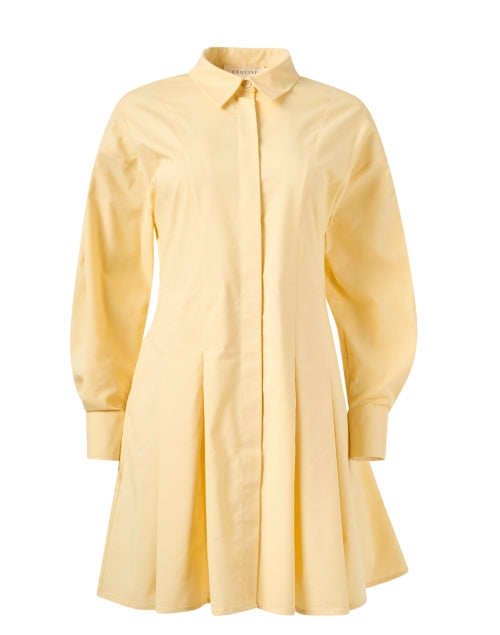 Finley Mini Yellow Shirt Dress with Pleated Skirt