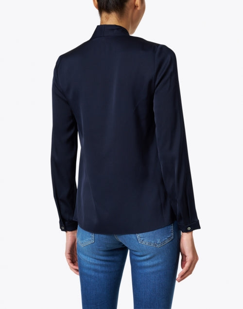 Nellie Stretch Silk Georgette Blouse in Midnight Blue