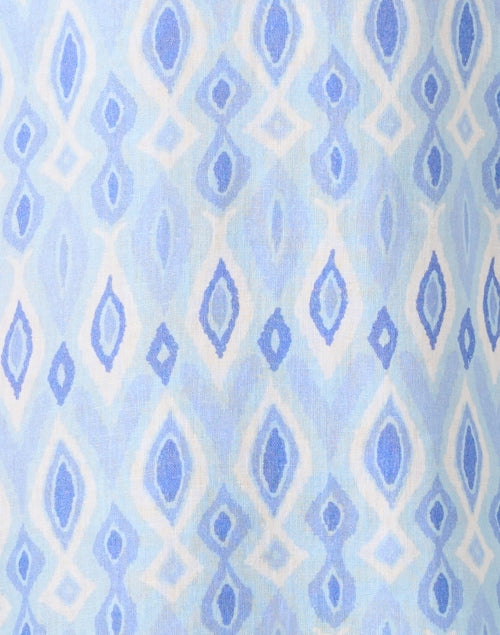 New Season Blue Ikat Stretch Cotton Tunics with Bold Trim