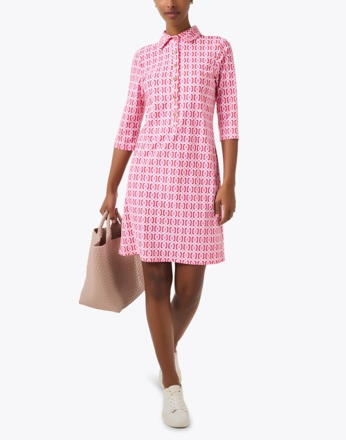 Chic Susanna Pink Geometric Print Day Dress