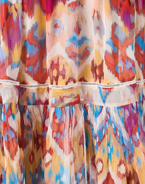 Sierra Vibrant Multicolor Ikat Pattern 100% Silk Women's Dress