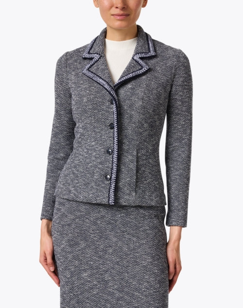 Stylish Navy Boucle Women's Lavinia Jacket by Amina Rubinacci