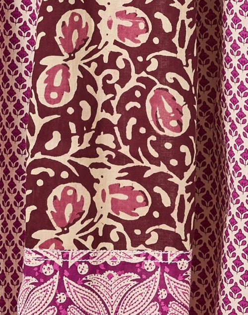 Stylish Women's Pink and Purple Multi - Print Patchwork Midi Skirt