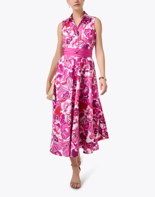 Caryl Women's Pink Floral Printed 100% Cotton A-Line Dress