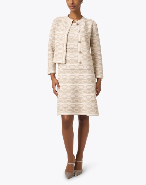 Beige Women's Chain Knit Fashion Jacket for Seasonal Wear