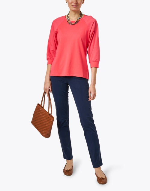 Navy Blue Stretchable Cotton Twill Slim Straight-Leg Jeans