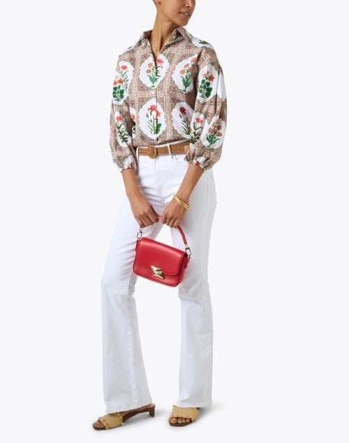 Stylish Manga Floral Print Button-Front Women's Blouse