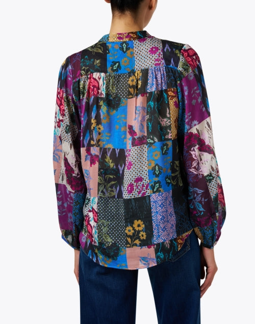 Stylish Malia Cotton - Silk Multi - Patchwork Print Relaxed Blouse