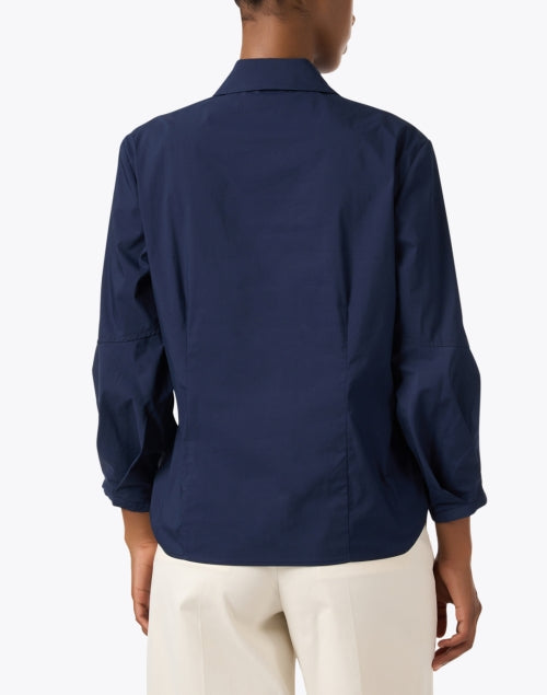 Navy Emmy Tie-Front Women's Button-Front Blouse Shirt