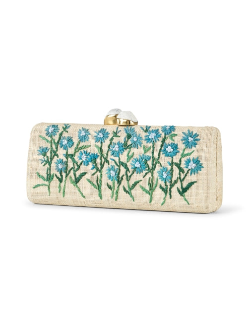 Alessandra Stylish Blue Floral Embroidered Handheld Clutch Bag