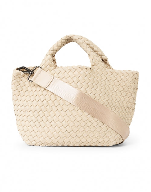 St. Barths Small-Sized Solid Ecru-Colored Woven Women's Handbag for City Life