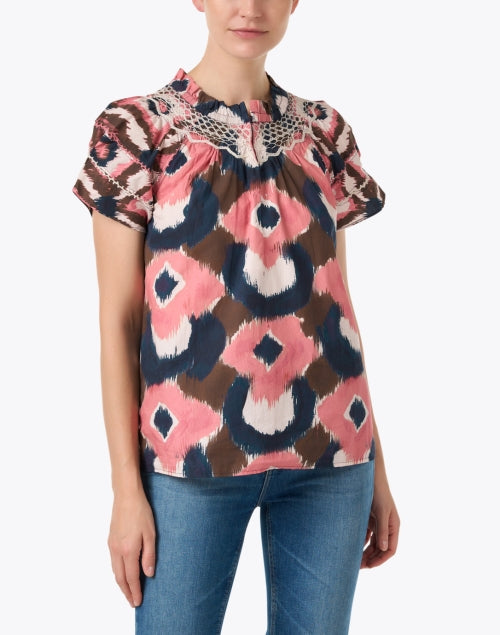 Rosie Women's Multi Ikat Printed Cotton Casual Top