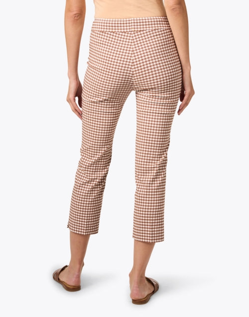 Brown Check Brigitte Cropped Stretch Pull - On Comfortable Pants