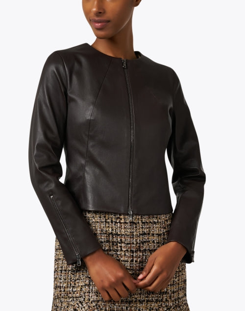 Stretchy Brown Leather Jacket for Fashionable Layering