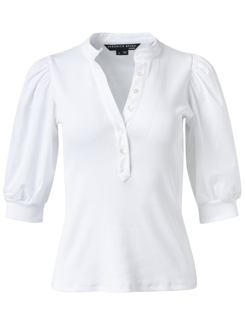 Coralee Women's White Puff Sleeve Fashionable Top for Daily Wear