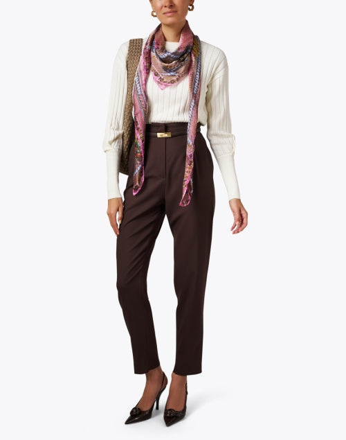 Fashionable Pink Multicolored Print Italian Silk Scarf for Women
