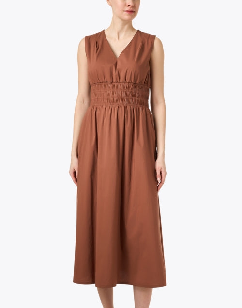 Stylish Brown Cotton Blend Midi Dress for Women