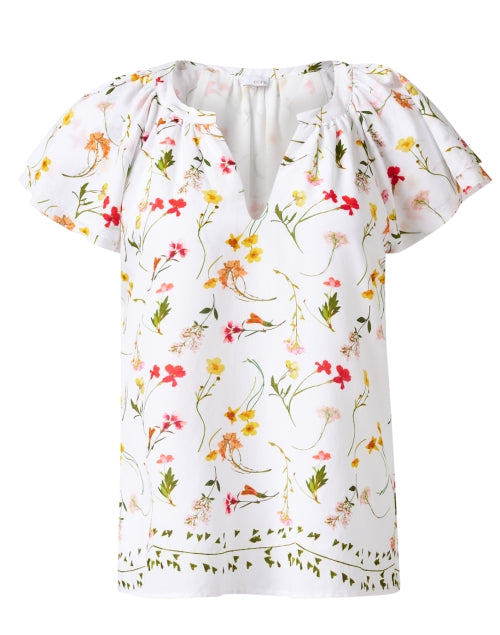 Elegant Loren Women's Ecru White Floral Cotton Blend Blouse for New Season