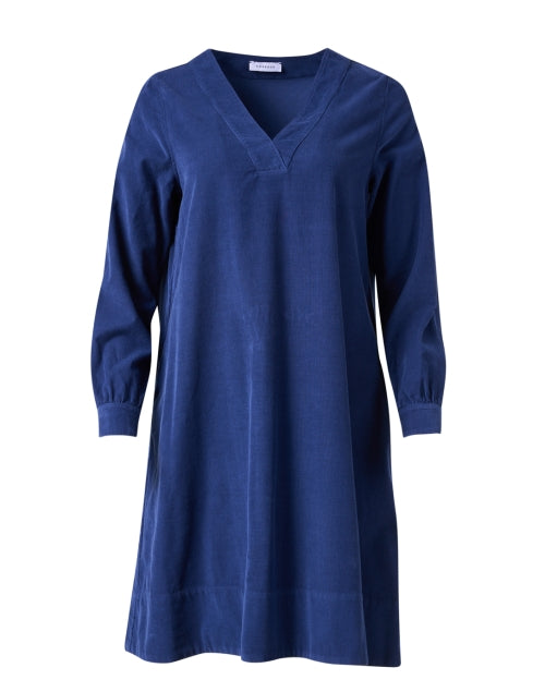 Stylish Navy Blue Corduroy Shift Dress for Week - to - Weekend Wear