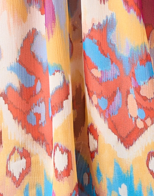 Multicolored Ikat Print Silk Women's Blouse - Luz Style