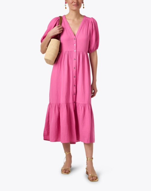 Stylish Lennox 100% Cotton Pink Maxi Dress for Comfortable Wear