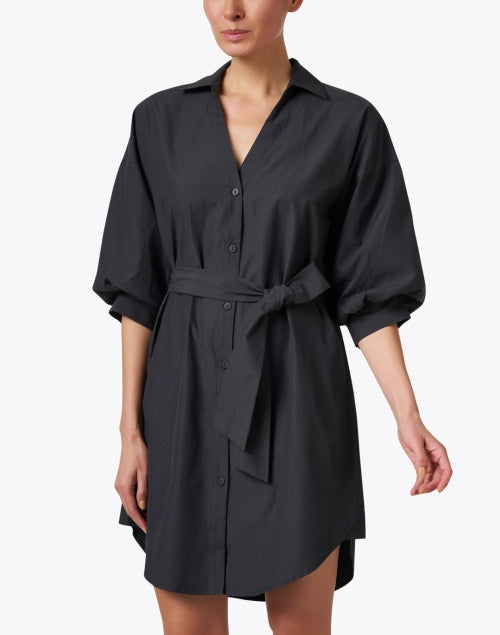 Stylish Kate Black Mini Dress with 3/4 Puff Sleeves